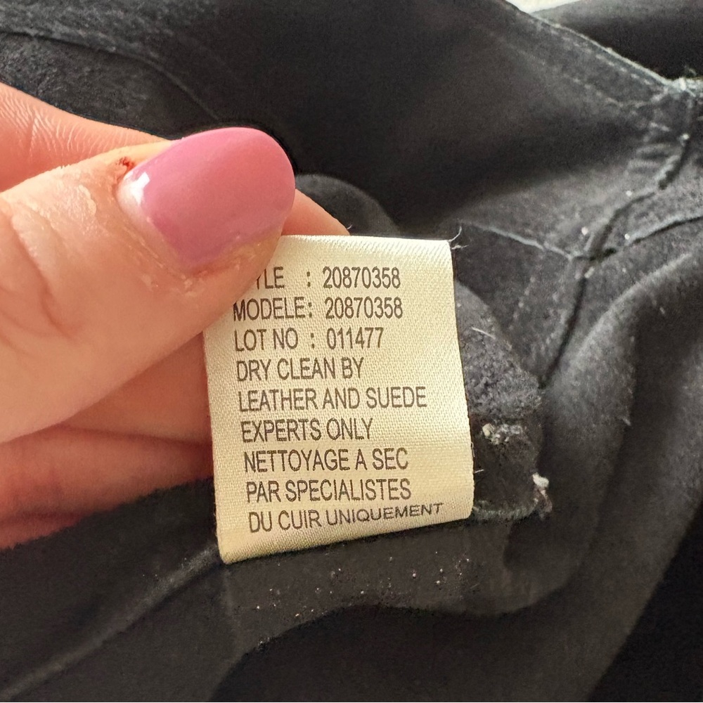 Size 10 Theory Black Leather Y2K Vintage Front Button Midi Skirt - Picture 4 of 7